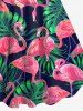 Robe Ligne A Flamant Feuille et Arbre de Noix de Coco Imprimés de Grande Taille sans Dos - Multi-A 2X