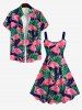 Robe Ligne A Flamant Feuille et Arbre de Noix de Coco Imprimés de Grande Taille sans Dos - Multi-A 2X