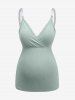Plus Size Surplice Floral Lace Trim Ribbed Textured Maternity Cami Top -  