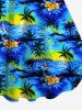 Hawaii Plus Size Coconut Tree Floral Sea Sun Print Backless A Line Tank Dress -  
