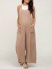 Plus Size Pockets Back Tie Wide Leg Maternity Romper -  