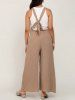 Plus Size Pockets Back Tie Wide Leg Maternity Romper -  