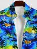 Chemise Hawaïenne à Imprimé Cocotiers et Fleurs avec Poche pour Hommes - Bleu Ciel 3XL