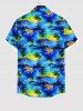 Hawaii Men's Coconut Tree Sea Sun Floral Print Button Pocket Shirt -  