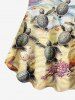 Plus Size Sea Beach Starfish Turtle Shell Print T-shirt -  