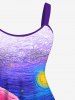Hawaii Plus Size Oil Painting Sea Creatures Wave Sun Shark Print Tank Dress -  