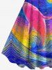 Hawaii Plus Size Oil Painting Sea Creatures Wave Sun Shark Print Tank Dress -  