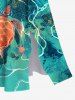 Hawaii Pocket Plus Size Underwater Sea Creatures Turtle Print Split Dress -  