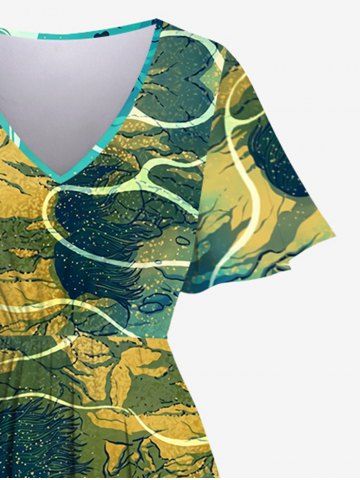 Sea Creatures Underwater Turtle Print Plus Size Matching Hawaii Beach Outfit for Couples