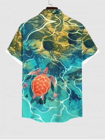 Sea Creatures Underwater Turtle Print Plus Size Matching Hawaii Beach Outfit for Couples
