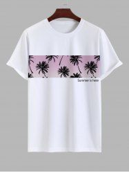 Hawaii Men's Coconut Tree Letters Print Ombre T-shirt -  