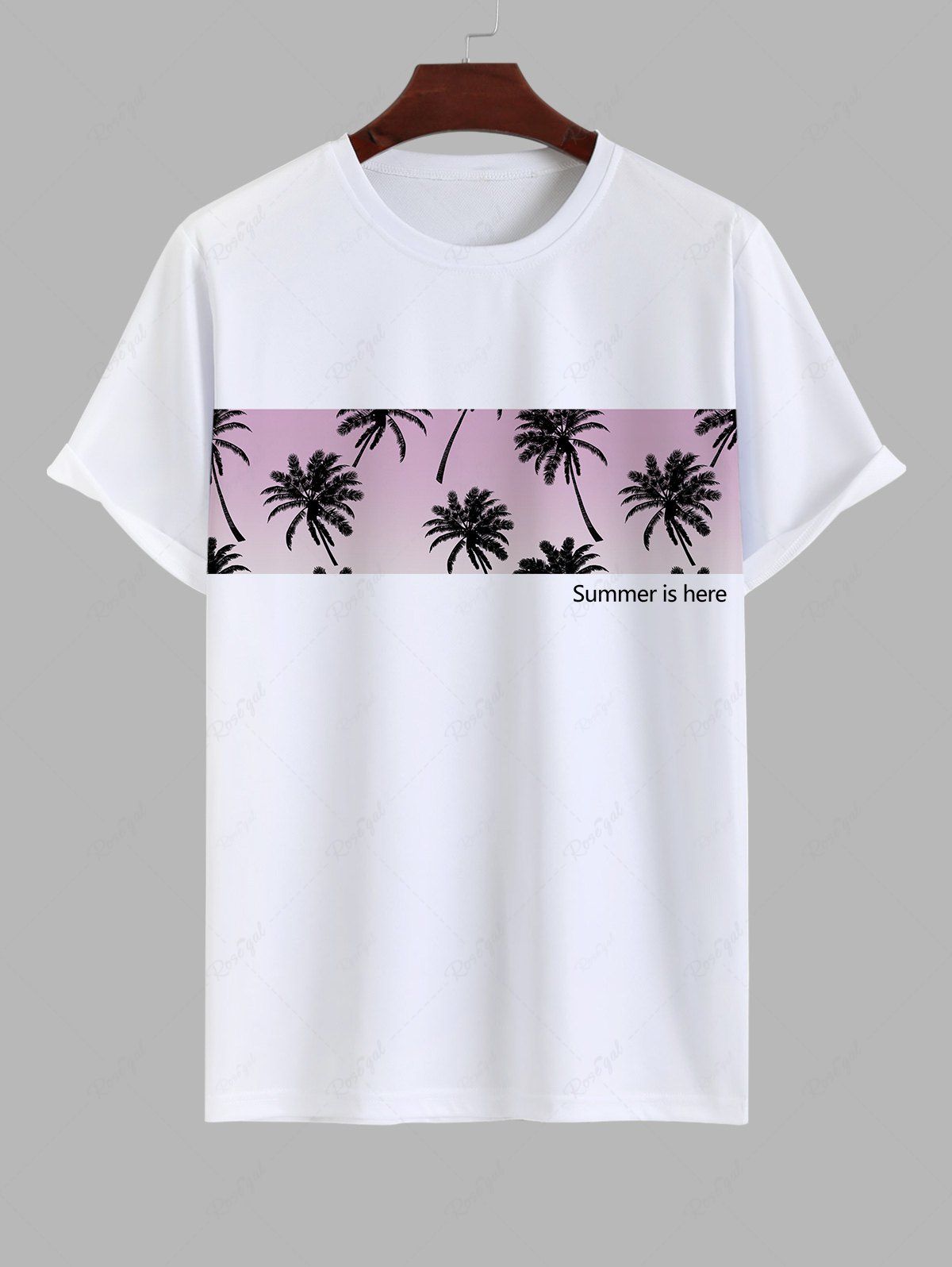 Chic Hawaii Men's Coconut Tree Letters Print Ombre T-shirt  