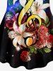 Lily Rose Flower Music Symbol Galaxy Printed T-shirt and Capri Leggings Plus Size Matching Set -  