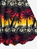 Hawaii Plus Size Flower Coconut Tree Leaf Ombre Colorblock Sky Print Tank Dress -  