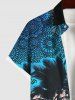 Chemise à Col Rabattu et à Imprimé Cocotiers et Fleurs avec Poche Style Vintage pour Hommes - Bleu L
