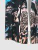 Hawaii Plus Size Turn-down Collar Coconut Tree Vintage Floral Print Button Pocket Shirt For Men -  