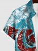 Chemise à poches boutonnées grande taille pour homme, imprimé colorblock vagues et pieuvres. Motif vagues et pieuvre. - Multi-A S