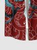 Chemise à poches boutonnées grande taille pour homme, imprimé colorblock vagues et pieuvres. Motif vagues et pieuvre. - Multi-A S