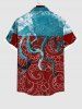 Chemise à poches boutonnées grande taille pour homme, imprimé colorblock vagues et pieuvres. - Multi-A 4XL