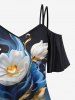 Plus Size Flower Leaf Heart Fog Ombre Colorblock 3D Print Cold Shoulder T-shirt -  