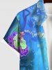 Hawaii Plus Size Turn-down Collar Sea Creatures Underwater World Graphic Mermaid Print Ombre Button Pocket Shirt For Men -  