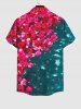 Hawaii Plus Size Sea Rose Flower Print Buttons Pocket Shirt For Men -  