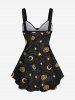 Plus Size Star Moon Swirl Print Cinched Tank Top -  
