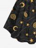 Plus Size Star Moon Swirl Print Cinched Tank Top -  