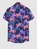 Hawaii Plus Size Coconut Tree Leaf Print Buttons Pocket Shirt For Men -  