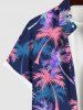 Hawaii Plus Size Coconut Tree Leaf Print Buttons Pocket Shirt For Men -  