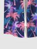 Hawaii Plus Size Coconut Tree Leaf Print Buttons Pocket Shirt For Men -  