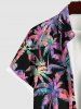 Hawaii Plus Size Ombre Coconut Tree Print Buttons Pocket Shirt For Men -  
