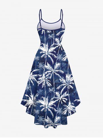 Hawaii Plus Size Coconut Tree Print High Low Cami Dress