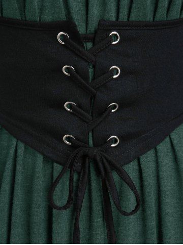 Plus Size Medieval Renaissance Ruched Off Shoulder  Asymmetrical Tee With Grommets Lace Up Marled Waistcoat