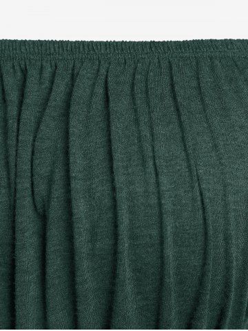 Plus Size Medieval Renaissance Ruched Off Shoulder  Asymmetrical Tee With Grommets Lace Up Marled Waistcoat