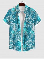 Chemise Imprimé Cocotier et Fleur à Poches Grande Taille pour Homme - Vert L