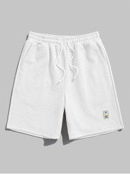 Geometric Textured Basic Drawstring Shorts -  