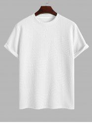 Geometric Textured Short Sleeves Basic T-shirt -  