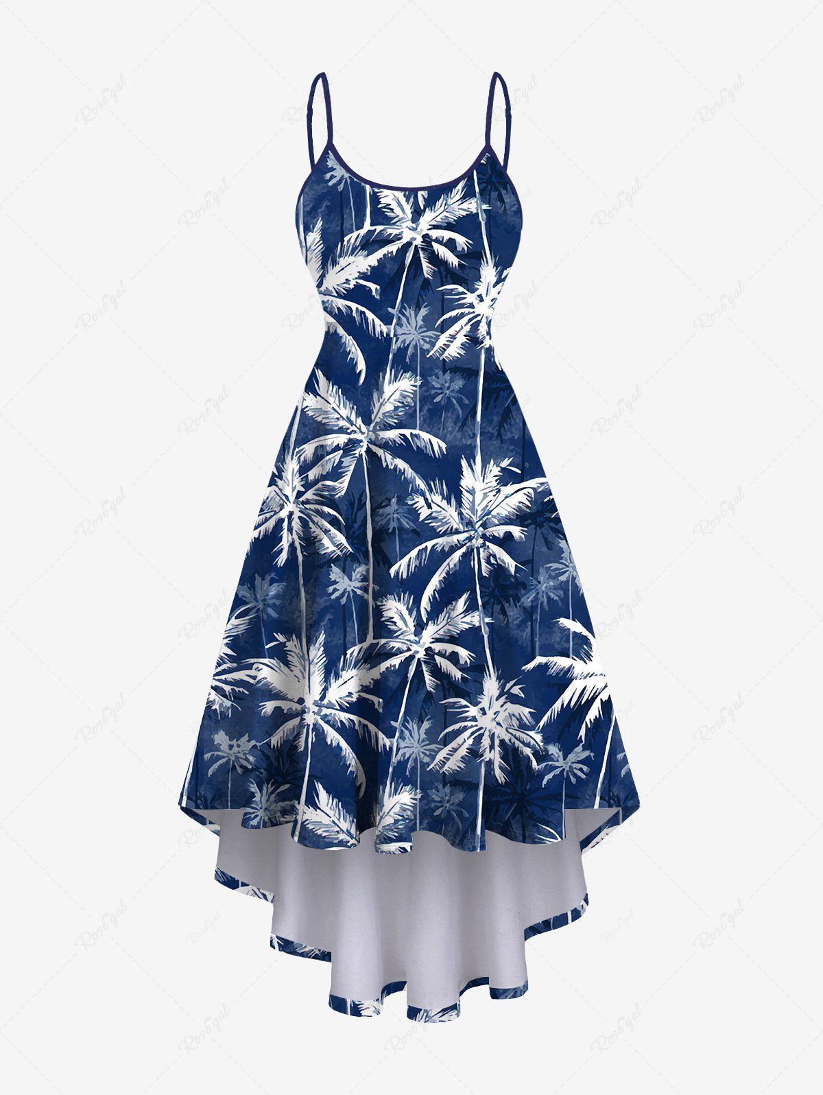 Shops Hawaii Plus Size Coconut Tree Print High Low Cami Dress  