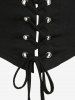 Plus Size Medieval Renaissance Ruched Off Shoulder  Asymmetrical Tee With Grommets Lace Up Marled Waistcoat -  