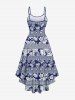 Plus Size Pineapple Floral Coconut Tree Striped Print Backless High Low A Line Hawaii Asymmetric Dress -  