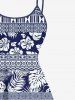 Plus Size Pineapple Floral Coconut Tree Striped Print Backless High Low A Line Hawaii Asymmetric Dress -  