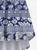 Plus Size Pineapple Floral Coconut Tree Striped Print Backless High Low A Line Hawaii Asymmetric Dress -  