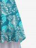 Plus Size Coconut Tree Leaf Flower Print Backless High Low A Line Hawaii Asymmetric Dress -  