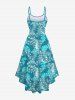 Plus Size Coconut Tree Leaf Flower Print Backless High Low A Line Hawaii Asymmetric Dress -  