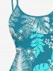 Plus Size Coconut Tree Leaf Flower Print Backless High Low A Line Hawaii Asymmetric Dress -  