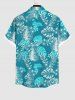 Plus Size Coconut Tree Leaf Flower Print Buttons Pocket Hawaii Shirt For Men -  