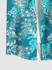 Plus Size Coconut Tree Leaf Flower Print Buttons Pocket Hawaii Shirt For Men -  