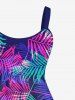Hawaii Plus Size Colorful Coconut Tree Leaf Print Backless A Line Tank Dress -  
