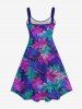Hawaii Plus Size Colorful Coconut Tree Leaf Print Backless A Line Tank Dress -  